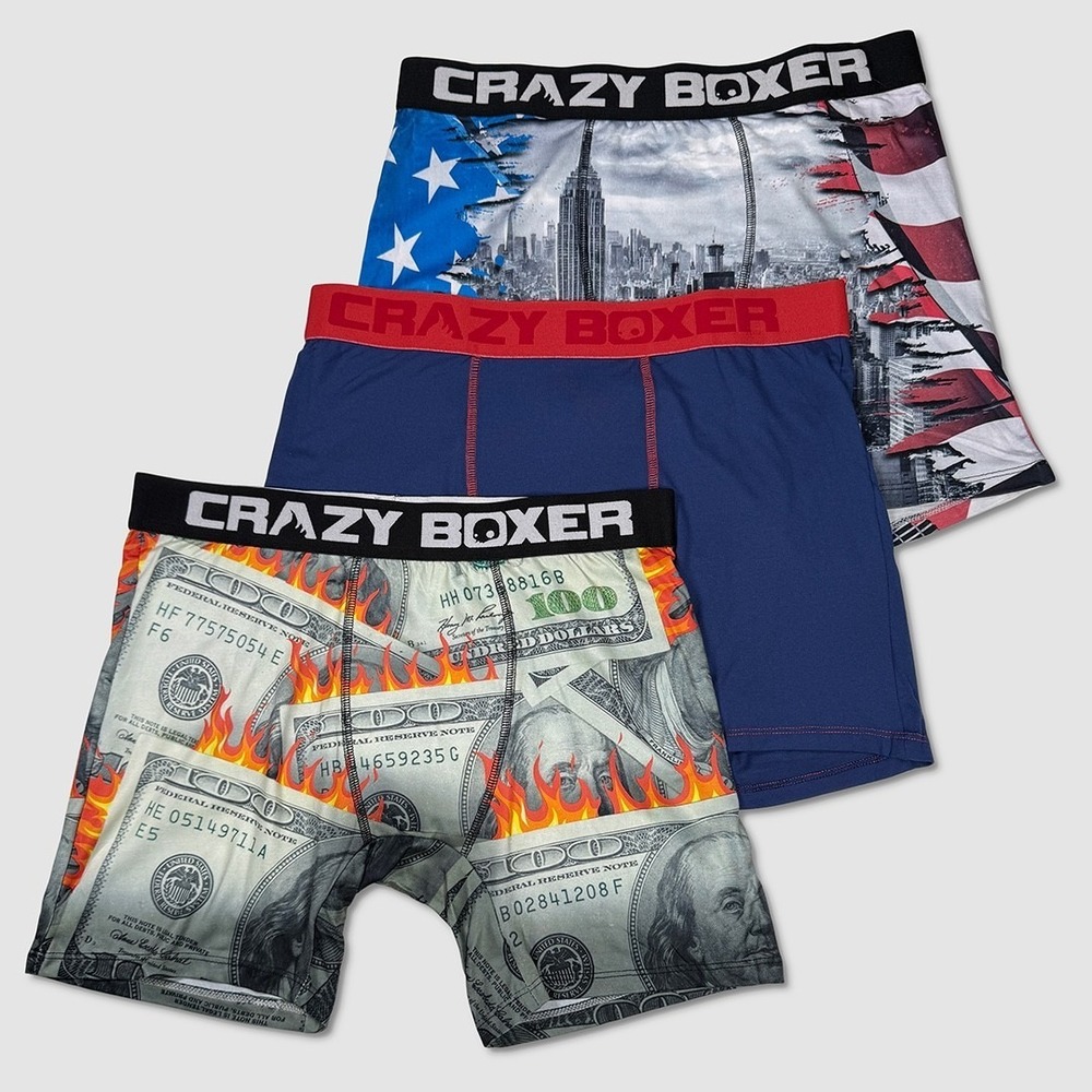 Crazy Boxer Briefs / Underwear - NEW Mens Large Multicolor 3-Pack - #49614-K7
